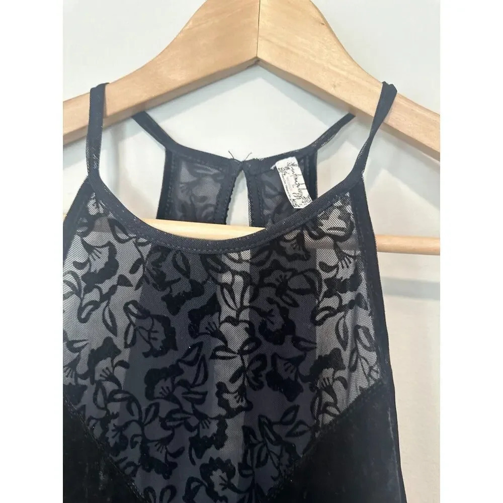 Intimately Free People Size Medium Velvet Lace Sleeveless Dress Black 1136 - Picture 5 of 12